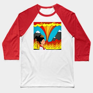 Lady Volcano Baseball T-Shirt